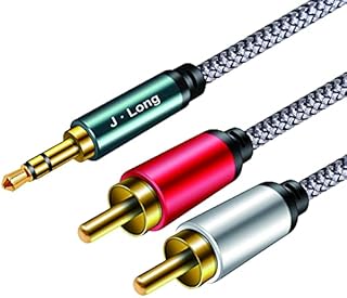 3.5 mm to 2 RCA Adapter Cable 0.5M,JLONG 3.5mm Male to 2 RCA Male Aux Audio Cable Cord 3.5mm Stereo Jack to 2RCA Plugs Connector for Speakers, MP3 Player, Smartphone, Tablet, Laptop and More (0.5M)