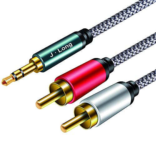 3.5 mm to 2 RCA Adapter Cable 3M,J•LONG 3.5mm Male to 2 RCA Male Aux Audio Cable Cord 3.5mm Stereo Jack to 2RCA Plugs Connector for Speakers, MP3 Player, Smartphone, Tablet, Laptop and More (3M)