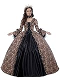 CountryWomen Victorian Dress for Women Long Party Dress Women's Rococo Masquerade Ball Gown(L, Grey)