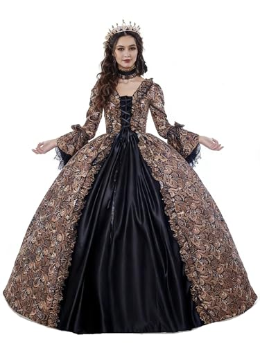 CountryWomen Robe victorienne longue pour femme - Robe de soirée rococo - Robe de bal masqué, gris, Taille XL