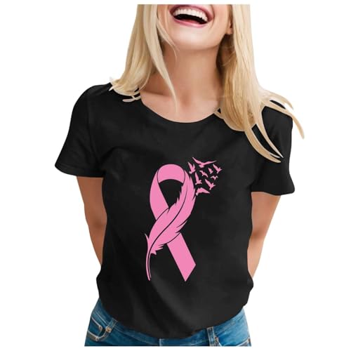 Womens Shirts Breast Cancer Awareness Support Tees Inspirational Pink Ribbon Shirt Breast Cancer Survivor Gifts Tee