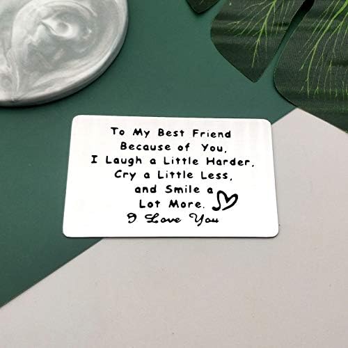 Sister Gift from Sister Best Friend Gift Engraved Wallet Inserts Card Friendship Gift Card to My Best Friend Gift Metal Wallet Insert Card Birthday Graduation Gifts for Sister Teen Girl Women Friend