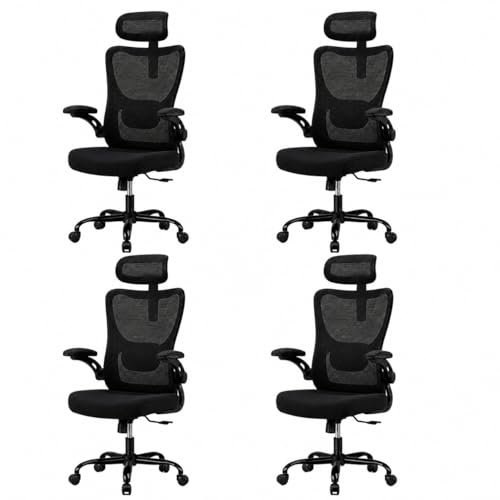Image of HUANUO Ergonomic Office Chair, High Back Computer Desk Chair with Adjustable Lumbar Support and Headrest, Comfy Gaming Chair with 3D Armrests, Home Office Rolling Chair, Max Load 300 lbs, Pack of 4