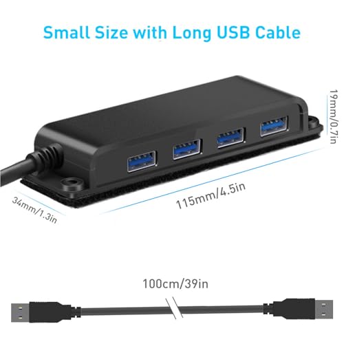 Hub USB de 5 Gbps para debajo del escritorio con cable de extensión largo 5