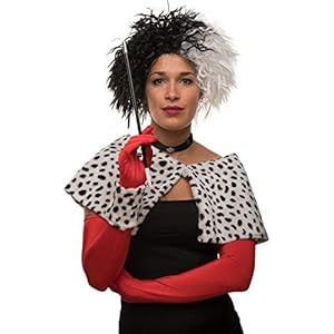 Peluca Cruella Negra/Blanca para Carnaval/Fiesta de Disfraces