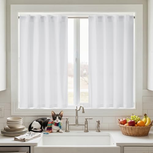 NICETOWN Non-See-Through White Sheer 48 inch Curtains, W37xL48 by NICETOWN - Used condition - Image 8
