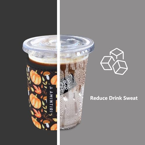 Image of 3 Pack Reusable Sleeve for Iced Coffee Cup, Coffee Neoprene Sleeve for Iced&Hot Drinks, Coffee Sleeve Compatible with Starbucks, Dunkin Coffee Cup. (Harvest Pumpkin)