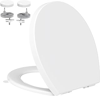 YEAUPE PRO Toilettendeckel mit Absenkautomatik Oval, WC-Sitz mit Quick-Release-Funktion und Softclose - Toilettensitz mit Verstellbaren Scharnieren, Kunststoff, Weiß 44,6 * 37,2CM