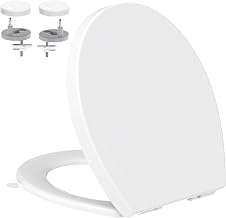 Toilet Seat Universal O Forma, YEAUPE PRO Toilet Seat with Soft Close with Quick Release at One Button, Easy Clean Plastic, White, 44.7 x 37 x 4.2 cm