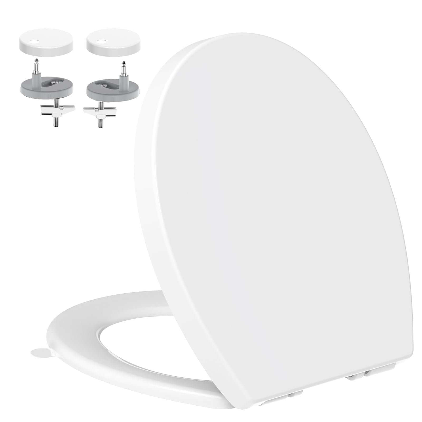 Yeaupe Pro White Toilet Seat With Soft-Close Mechanism, Oval, 44.6 X 37.2 Cm