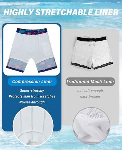 Gleeease 9 Inch Mens Bathing Suit Compression Liner Swim Trunks Men — view 3