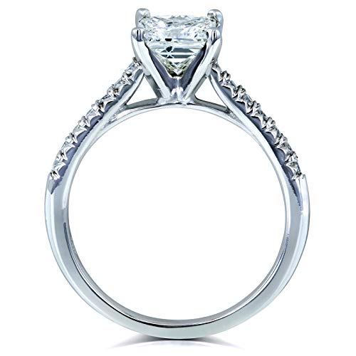 Kobelli Radiant Cut 1Ct Diamond Solitaire Center French Pave Engagement Ring In 14K White Gold (1 1/6 Carat Tdw), 10.5 #TOP2