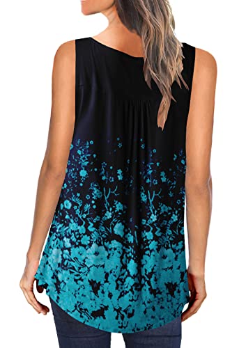 Yizcore Women's Casual Tank Tops For Leggings Round Neck Sleeveless Tunics Shirts Loose Henley Blouses Summer-Floral-L #TOP2