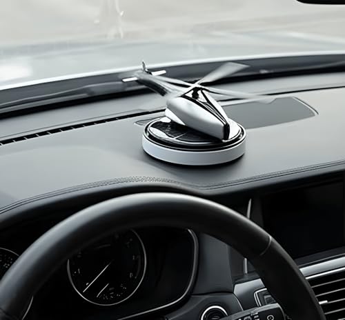 Image of Eltron Turbo Imported Glider Working On Solar Power Car Interior Accessories Decoration Rotating Fan Dashboard Aroma Organic Fragrance Car Perfume (Matt SIlver, Helicopter Silver)