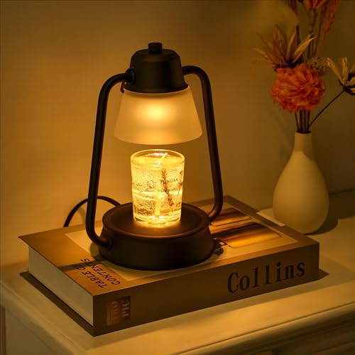 PlushVibes Candle Warmer Lamp Dimmable - Electric Candle Wax Warmer Melting Lamp, Vintage Metal Candle Warmer Lamp, Small Jar Scented Candel Warming Lantern Black, Women Gift