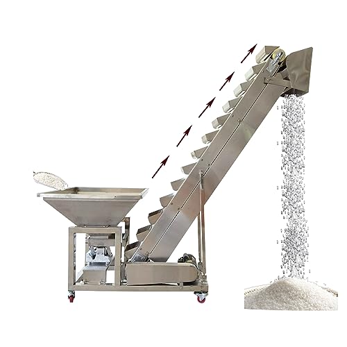 INTSUPERMAI Bucket Elevator Conveyor 6.2ft Oblique Vertical Granule Feeder, 39.6Gal Hopper, Heavy Duty 2.3CFM Granular Lifter, 220V 60Hz for Industrial/Agricultural Material Handing