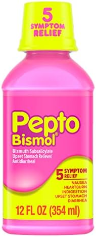 Pepto Bismol Liquid for Nausea, Heartburn, Indigestion, Upset Stomach, and Diarrhea Relief, Original Flavor 12 oz