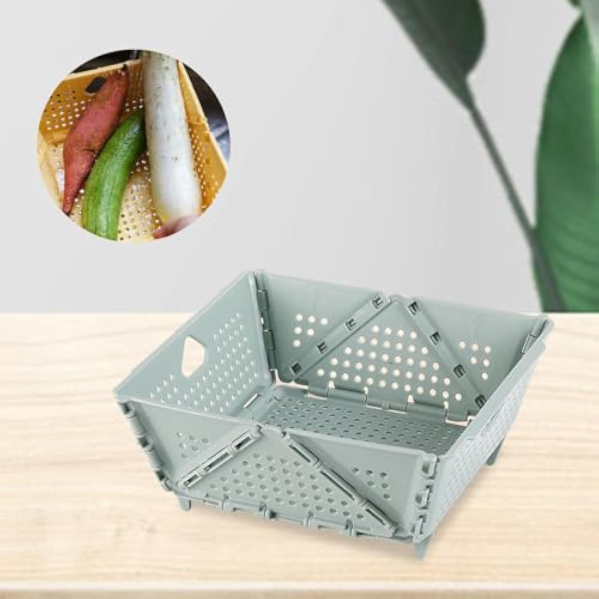 Folding Basket for Fruits & Vegetables, 23x20cm, Green