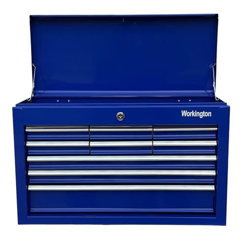 Workington Portable Metal Tool Chest with 9 Drawers, 24\" 9-Drawer Tool Chest Cabinet with Ball Bearing Drawer Slides, Steel Tool Storage Box Organizer 4006 Blue