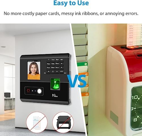 NGTeco MB1 Clock in Machine for Employees Small Business with Face, Fingerprint, RFID and PIN Punching in One, Office Time Card Machine Automatic Punch with APP for iOS Android (0 Monthly Fee)