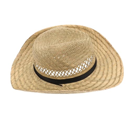 Chapeau de cowboy en paille avec protection UV complète pour homme