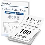 TUXIYA 100 folhas de papel para impressora térmica, 21 x 28 cm, impressão térmica avançada sem BPA, papel térmico tamanho carta dos EUA, compatível com a maioria das impressoras portáteis