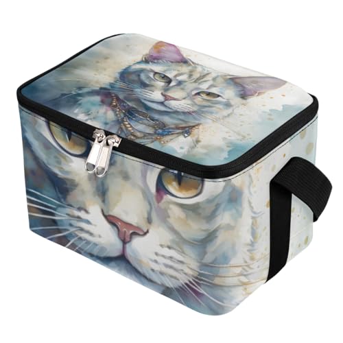 GzLeyigou Lunch Bags for Women Men 9 Cans,Cat Hot & Cold Food Delivery Bag Insulated Grocery Bag Insulated Lunch Box Animal Cat Cooler Bag for Office Work Picnic Beach