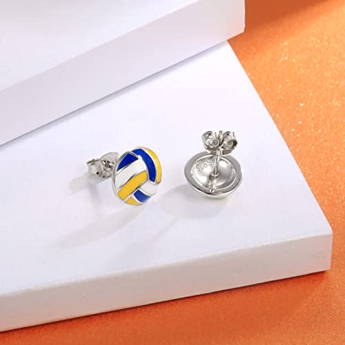 925 Sterling Silver Softball Volleyball Basketball Baseball Football Soccer Earrings Stud Hypoallergenic Sports Mom Jewelry Gifts for Women Player Lover3