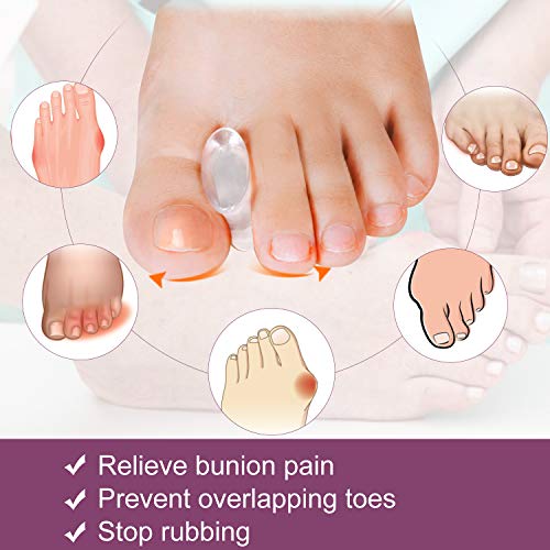 Promifun Gel Toe Separators to Straighten Overlapping Toes, 12 Packs of Toe Spacers for Bunion and Corns, Corrector Pads for Crooked Toes, Calluses, Bunions