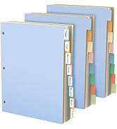 SUNQEBO 3 Ring Binder Dividers with Tabs, 24Pcs/3 Set Durable Plastic File Dividers, 8 Tab 3 Hole...
