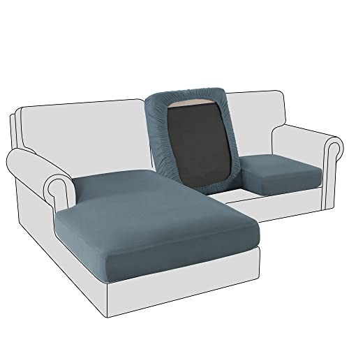 Flamingo P Stretch 3 Pieces Sofa Seat Cushion Covers L Shape Separate Cushion Couch Chaise Cover Elastic Furniture Protector For Both Left/Right Sectional Couch (2 Seater + 1 Chaise, Stoneblue) #TOP4