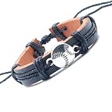 Baseball Bracelet Leather Baseball Gifts For Girls And Boys And Adult Adjustable Baseball Charms Bra
