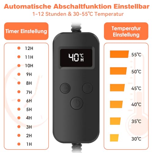 ACELIFE Haustier Heizkissen für Katze, Hund Heizmatte Timing & Temperatur Einstellbar Sicher Heizdecke Wärmematte Hundekissen Hundebett für Hundehütte Katzenhütte Kaninchen Haustier 45x45 cm