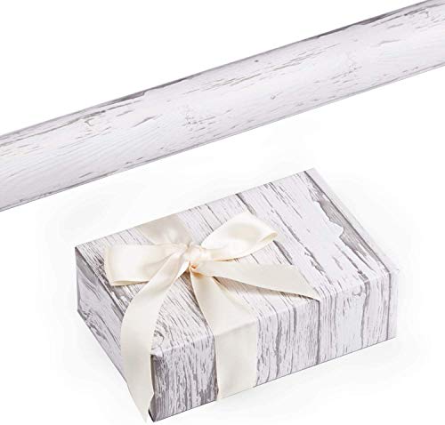 image for RUSPEPA Wrapping Paper Roll - White Woodgrain Design for Wedding,Birth