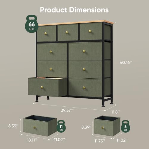 HAPPYMONT Fabric Dresser for Bedroom with 9 Drawers, Storage Tower by HAPPYMONT - Used condition - Image 7