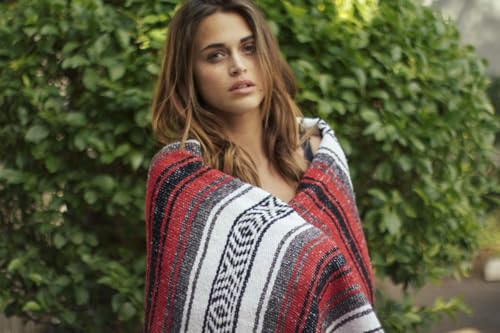 Del Mex Classic Mexican Blanket, Large Authentic Woven Falsa Throw (70"x50"), Artisan Southwest Décor for Beach, Yoga, Outdoors (Red) by Del Mex - Image 2