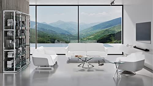 Zuri Modern Armondo Sofa Set With Loveseat And Chair In Two Tone White Microfiber Leather And Grey Accent #TOP15