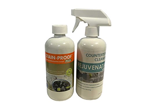 Combo Kit: 16 fl. oz. (473 mL) Stain-Proof Plus Dense Stone Impregnating Sealer & 16 fl. oz. (473 mL) HANAFINN Rejuvenata Daily Countertop Spray