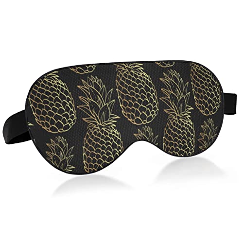 Alaza Tropical Fruit Gold Pineapple Black Sleep Mask For Women Men Eye Mask For Sleeping Funny Blackout Cooling Sleeping Masks #TOP24