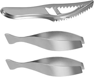 Luxshiny 3-Piece Stainless Steel Fish Scaler Set Fishbone Tweezers Kitchen Gadget for Cleaning Scales and Deboning Fish Essential Tool for Home Cooking