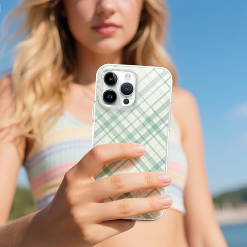 ZSYTZL Compatible with iPhone 16 Pro Case, Cute Plaid Design, Slim Hard PC iPhone 16 Pro Cases for Women-Mint Tartan by ZSYTZL - Used condition - Image 5