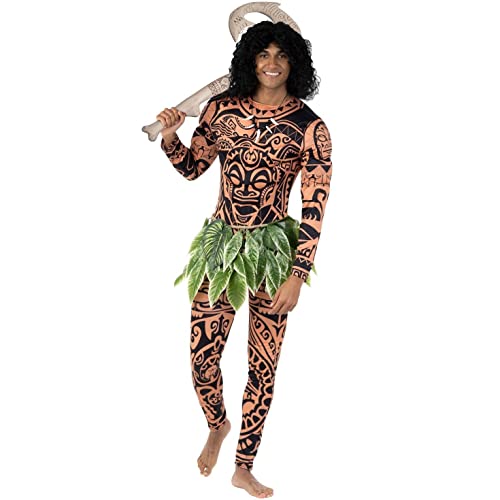 Morph, Maui Costume Adult Men, Tattoo Costume Men, Maui Leaf Skirt Men, Maui Tattoo Shirt, Maui Halloween Costume, Samoan Men, Large #TOP28
