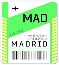 Squiddy Madrid Airport Code MAD Luggage Tag Style - Vinyl Sticker Decal for Phone, Laptop, Water Bottle (3" high)