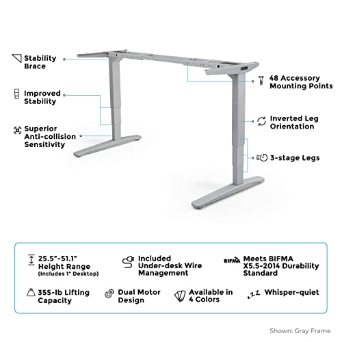 Uplift Desk V2 2-Leg Height Adjustable Standing Desk (Industrial), 1" Thick Solid Bamboo Desktop (42"X30"), Advanced Memory Keypad, Wire Management Tray, Bamboo Rocker-X Board #TOP5