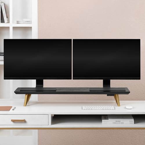 Anji Mountain Monitor Stand - Desktop Organizer & Laptop Riser, Ergonomic Monitor Riser, Space-Saving Monitor Stand for Desk, Durable Construction, Easy Assembly, Ideal for Home & Office,Black