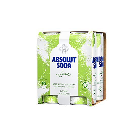 Absolut Lime Vodka and Soda, 250 ml (pack of 4)