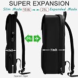 ZINZ Slim & Expandable 15 15.6 16 Inch Laptop Backpack for Business, Wodoodporny, antykradzieżowy plecak podróżny dla mężczyzn i kobiet,Czarny