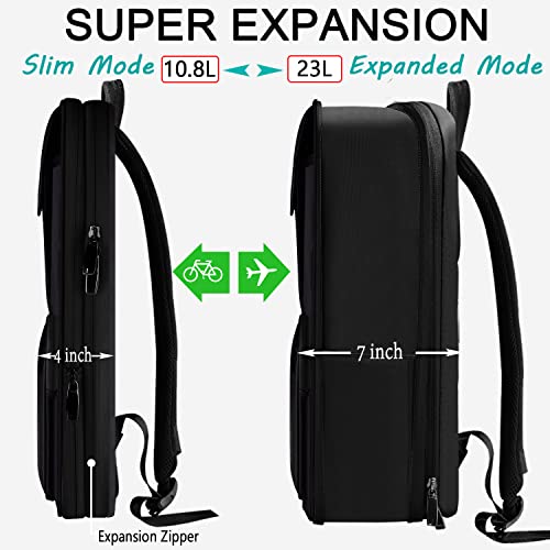 ZINZ Slim & Expandable Laptop Backpack 15.6 Inch, Computer Rucksack Water Resistant Bag, Anti-Theft Travel Daypack for Men and Women-Black by ZINZ - Used condition - Image 2