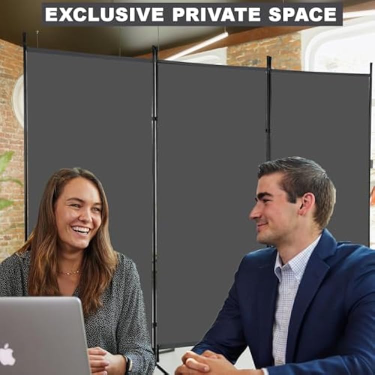 3-Panel Folding Privacy Screen, 6 Ft Portable Room Divider for Separating Spaces,102 W x 70 H Freestanding Partition Room Panel,Grey