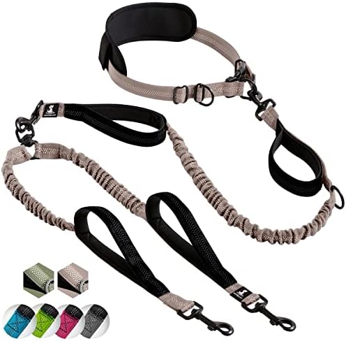 SparklyPets Hands Free Dog Lead for Medium and Large Dogs  Professional Harness with Reflective Stitches for Training, Walking, Jogging and Running Your Pet (Blue, For 1 Dog)